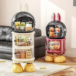 Creative and Cute Storage Cabinet for Home Use in the Living Room, Snack and Toy Storage Rack, High-Looking Multi-Layer Floor-Standing Storage Cabinet with Lid