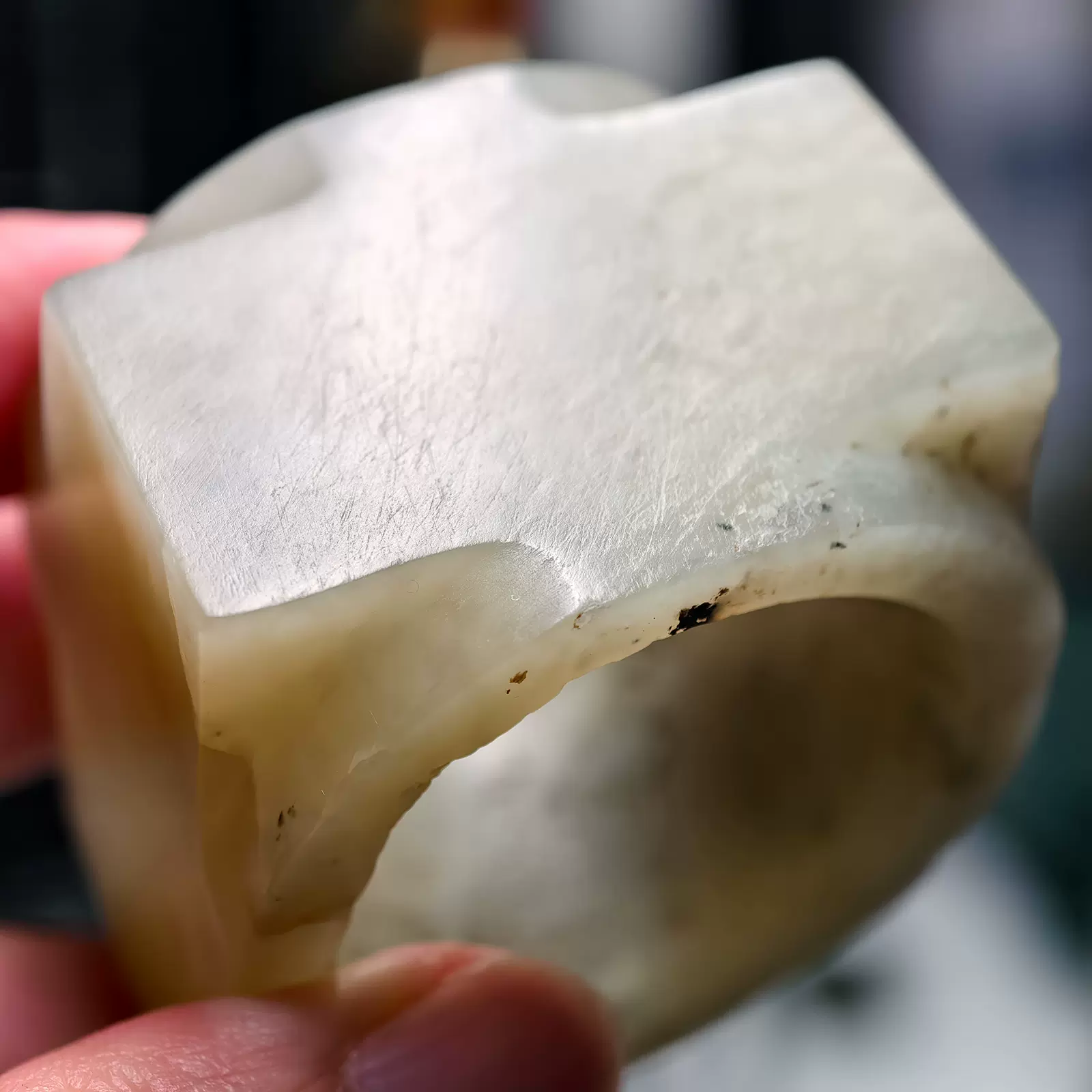 旧蔵時代物文房具　万年の歳月が育んだ 魂の結晶高古玉 天然玉石　文鎮レア本物保証 嘉】Q922『旧家蔵出し・時代物』～戦国 青銅器 青銅古美術 双龍掛鐘