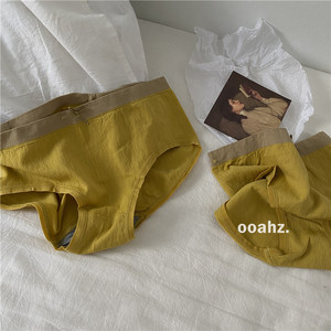 Honey sweet potato yellow retro pressure pattern contrasting cute elastic panties fat and thin can wear pp girl ins insts briefs
