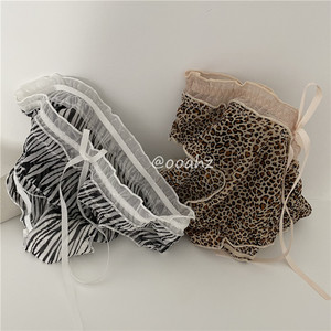 
ooahz A little charming leopard print zebra lace sexy cute bow mesh low waist women's underwear