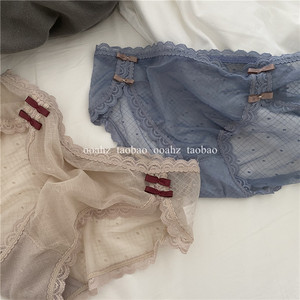 Ooahz Chinese cheongsam with a small sexy style~Side opening double bow cotton crotch ice silk mesh low waisted women's underwear