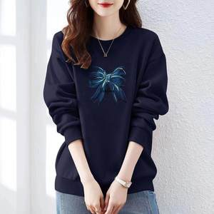 
Zhongshan Jimo high-end brand pure cotton sweatshirt for women's fashionable lazy style round neck warm clothes plus velvet thick top