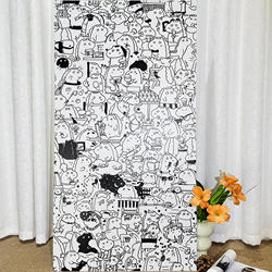 Graffiti Wall Tile Glue Dry Grain Raised Tiles Dopamine Dinosaur Cartoon Colorful Black and White Children's Room Tiles Bathroom