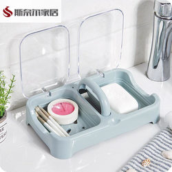 Double-Compartment Creative Soap Box with Lid, Draining Soap Holder, Large Portable Multi-Layer Covered Double-Layer Travel Soap Box