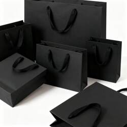 Father's Day Gift Bags in Stock, Thick Black Cardboard Bags, Black Gift Bags, Clothing Store Tote Bags, Tea Packaging Bags