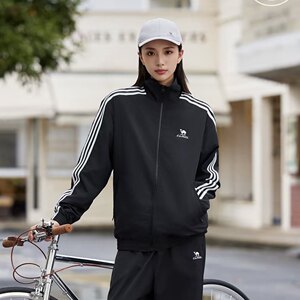 
Camel Campus Windbreaker Jacket Stand Collar Jacket Women's Men's Couple Spring Outdoor Sports Water-Repellent Black