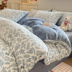 Milk Velvet Four-Piece Set 2025 New Winter Thickened Fleece-Lined Duvet Cover Coral Fleece Bed Sheet Warm Bed Three-Piece Set