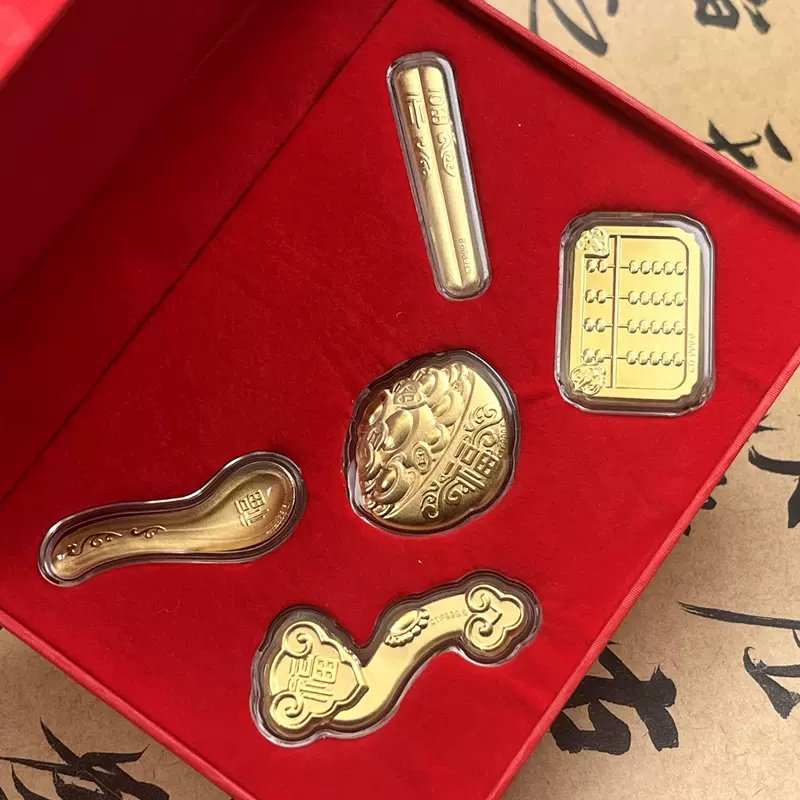 金箔五路財神五福臨門福祿壽喜財擺件百元紀念金鈔紅包隨手禮品