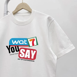 American-Style Pure Cotton What 7 You Say Cantonese Culture T-Shirt Short-Sleeved Guangdong Dialect Pure Cotton Couple Outfit Half-Sleeve Trendy