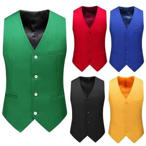 Suit horse clip vest male British slim West suit with horse armor fat people pure color big red shirt crooked shoulder tide
