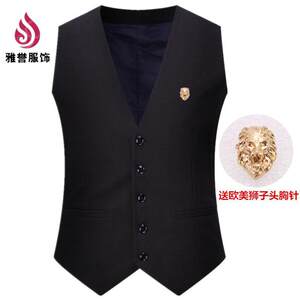 British Fashion Four Seasons New Men's suit vest slim -shoulder men's vest men's large size suit horse clip trend handsome
