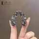 French retro gun black flash drill leaf grab clip women 2025 new high-end hair clip back head top clip hair card