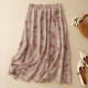 
Retro printed ramie skirt for women in summer design niche smudged floral a-line skirt temperament big umbrella skirt