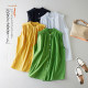 Korean solid color pleated stand collar single-breasted sleeveless vest shirt for women in summer loose waistband lace-up slimming top
