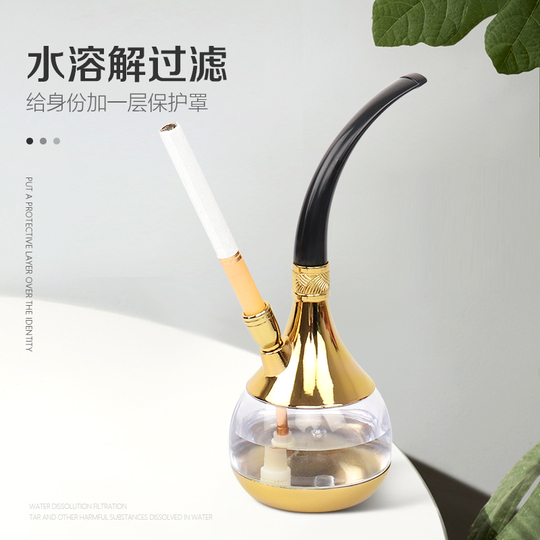 水烟壶全套黄铜水烟袋玻璃烟袋锅子老式便携水烟筒烟丝健康过滤嘴