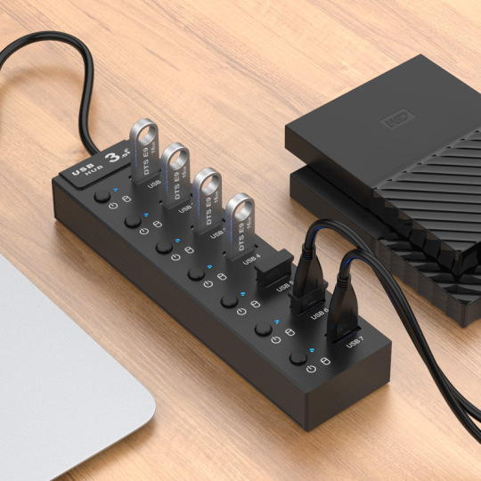 Hub USB 3.0 Con 7 Porte E Interruttori On/off – Alimentato, Splitter Con Adattatore EU