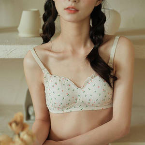
Luolisi sweet floral small bust bra without steel ring gathering anti-sagging breast lifting student underwear young ladies summer