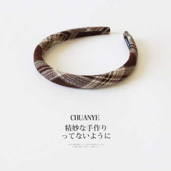 Kawano French retro plaid flocking headband