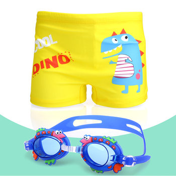Cartoon hot spring flat -angle swimming trunks children set
