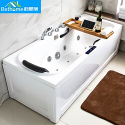 Freestanding Skirted Small Apartment Deep Soaking Bathtub Acrylic Tub with Jet Massage and Constant Temperature Heating 