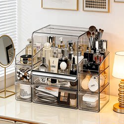 Japanese Cosmetics Storage Box, Desktop High-End Dressing Table Organizer for Skincare Products, Perfume, Lipstick, Large Capacity Storage Box Cabinet
