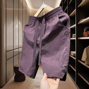 
2026 summer new style American casual loose solid color five-quarter pants breathable sports shorts for men and women quick-drying beach pants