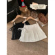 Korean sweet pleated skirt for women 2025 spring and summer new lace spliced ​​lace anti-exposure A-line skirt
