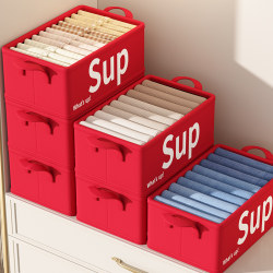 Clothing Storage Basket for Home Use, Wardrobe Clothes and Pants Layered Dopamine Organizing Box, Autumn and Winter Fabric Storage Magic Tool