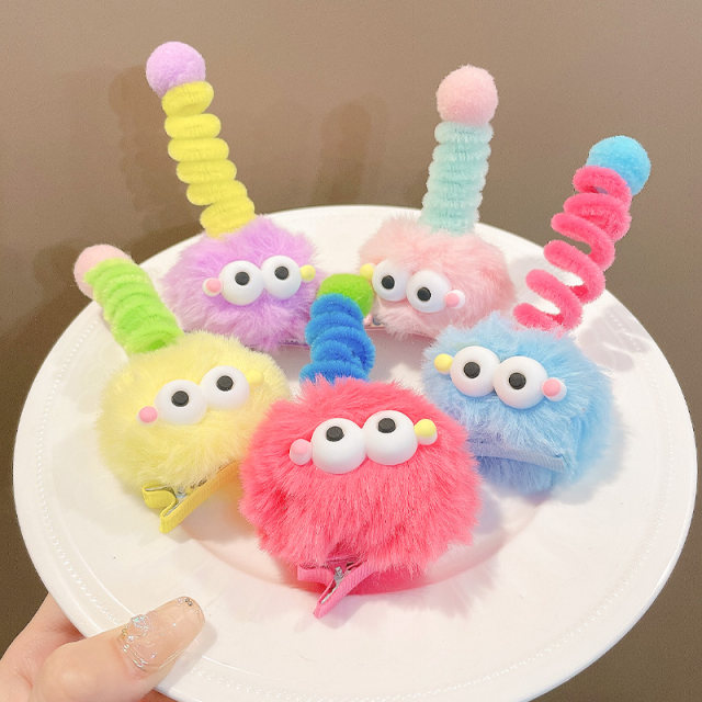 Net red new plush color cute little mobs hair card hair hair clip children's strange duckbill clip strange headdress

