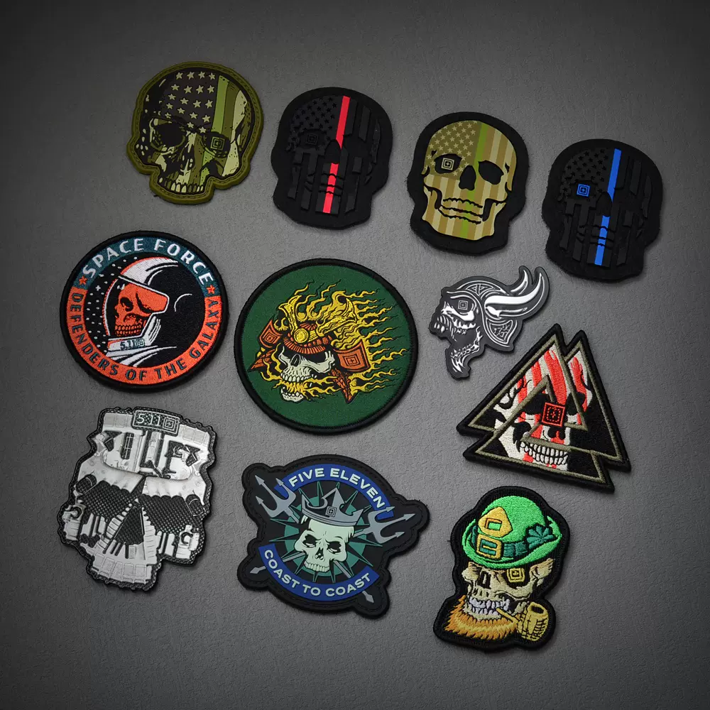 FIVE ELEVEN 5.11骷髅图案臂章战术魔术贴臂章男女通用军事配件, image size:1000x1000
