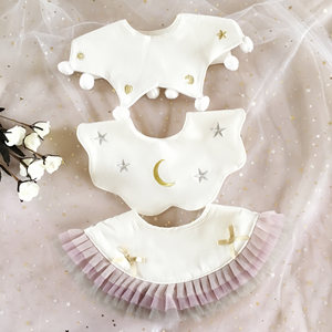 
Korean version of Infants Round Bib Baby Pure Cotton Swallow Scarlet Newborn Rice Bib 360 degrees Rotable