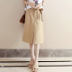 Japanese style skirt for women in summer 2025 new high-waisted retro slit lace-up slim camel a-line midi skirt