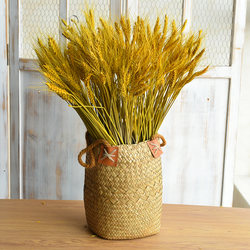 Barley Flower Basket, Wheat Spike Decoration, Rattan Woven Straw Flower Basket, Vase Woven Bag, Hand-Held Vintage Dried Flower Decorative Flower Basket