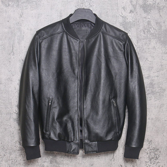 
New special offer genuine leather jacket men's baseball uniform slim short leather jacket pure top layer cowhide Korean style jacket