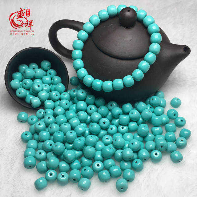 Natural turquoise sparse beads, high porcelain old-style barrel beads, waist beads, beads, turquoise bracelet accessories, beads