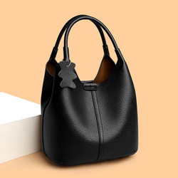 Genuine Leather Women's Bag 2025 New Fashion Versatile Shoulder Crossbody Bag High-End Niche Design Handbag Bucket Bag