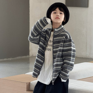 
G+ children's clothing for boys and girls striped knitted cardigan winter medium and large children's style sweater jacket children's sweater 52898