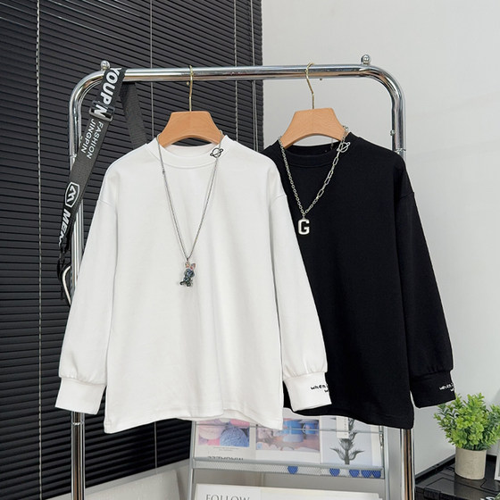 
Big E small e children's clothing boys' long-sleeved T-shirt spring and autumn children's autumn tops medium-large children's base shirt boys' inner wear