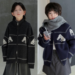 
G+ children's clothing for boys and girls, horse knitted cardigan, winter, medium and large children's thickened sweater jacket, children's top 52825