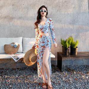
Bikini swimsuit women's three and four pieces 2025 new blouse sun protection sexy beautiful seaside vacation hot spring swimsuit