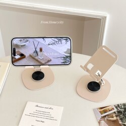 ins Creamy Beige Metal Phone Stand, Desktop Binge-Watching Gadget, Rotatable and Adjustable, High-Quality Tablet Stand