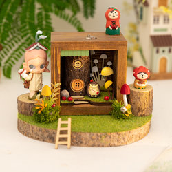 A-Ying Figurine Wooden House Ornament Stress-Relief Niche Practical Graduation Gift Shoe Cabinet Japanese-Style Healing Night Light Decoration for Women