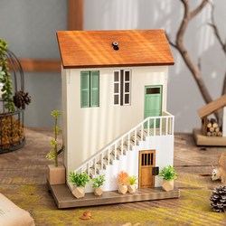 A-Ying Healing Emotions Creative Wooden House Miniature Ornament Coffee Micro Landscape Blind Box Art Decoration Children's Gift Lamp