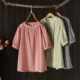 Large size women's summer new fashionable design pullover puff short-sleeved plaid plus-size shirt women's top