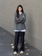 AHCN (Ambition of Abundance) American retro badge atmosphere hooded sweater cardigan autumn and winter sweater jacket