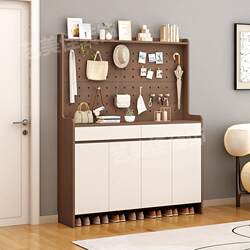 Solid Wood Perforated Shoe Cabinet, Outdoor Multi-Layer Solid Wood Shoe Rack, Simple Storage Integrated Shoe Cabinet, Multi-Functional Entryway Cabinet