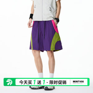 
Matt Youchao Brand Contrast Color Splicing Sports Five-Fifth Pants for Men and Women Summer Retro Loose Straight Versatile Casual Shorts