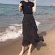 Irregular floral skirt for women in summer large size high waist black thin chiffon a-line skirt temperament polka dot long skirt