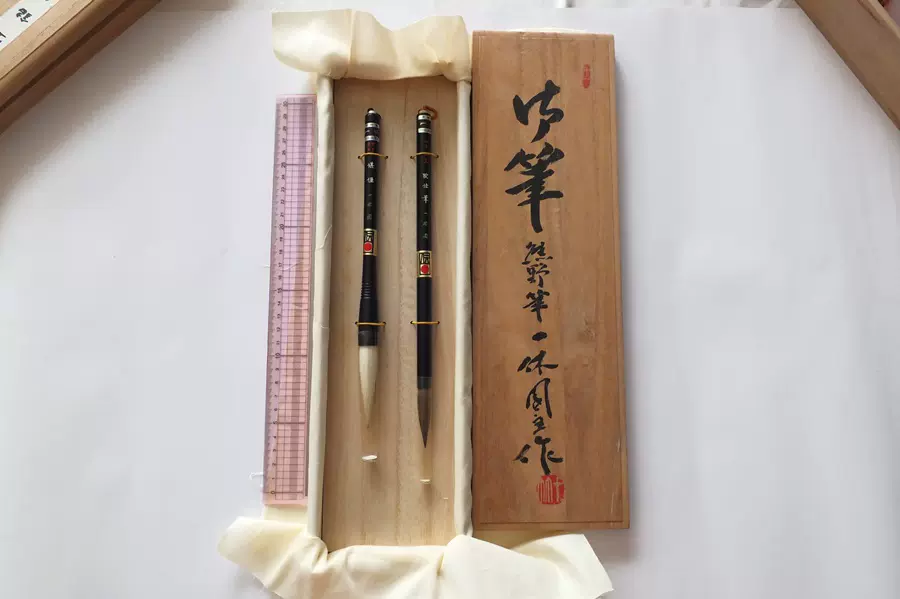 中国工芸　長峰羊毫5本 8-90年代上海工艺火炬牌顶峰大号长峰羊毫毛笔1根N1784