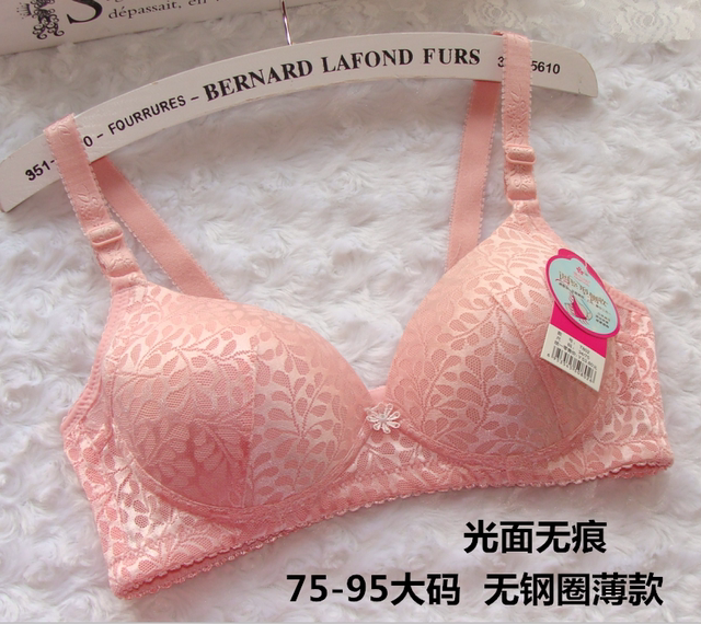 Hot Girls Large Size Glossy Markless Underwear Fat MM Thin Sponge Styling Bra Without Steel Ring Bra 95B